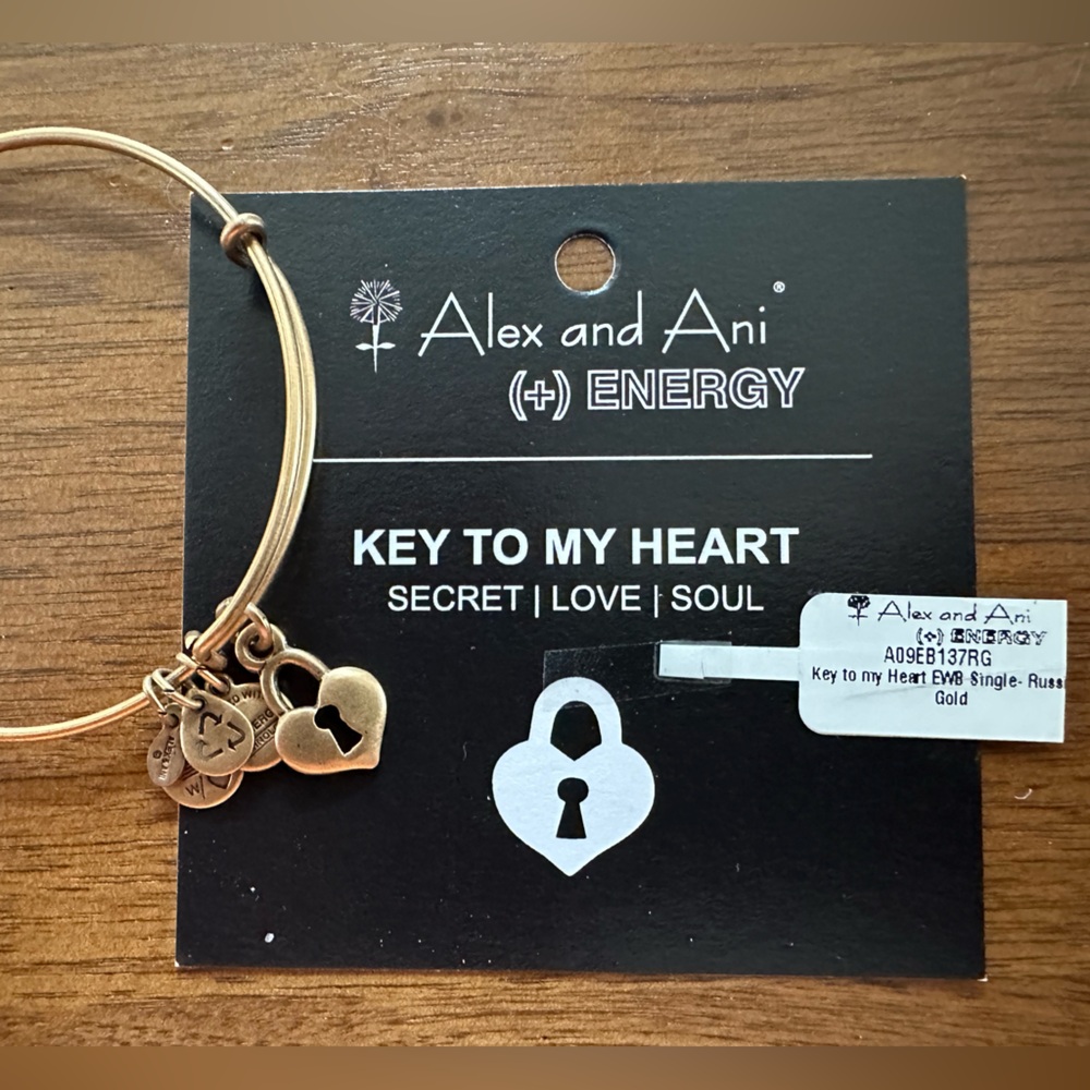 Alex and Ani Vintage Russian Gold “Key to My Heart” expandable charm Bracelet